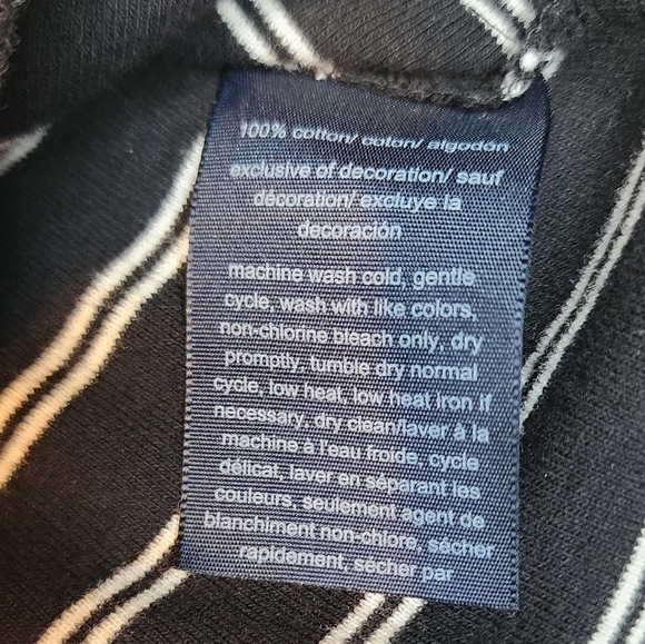 Tommy Hilfiger black & white stripe cold shoulder top Med buttons - Picture 4 of 6